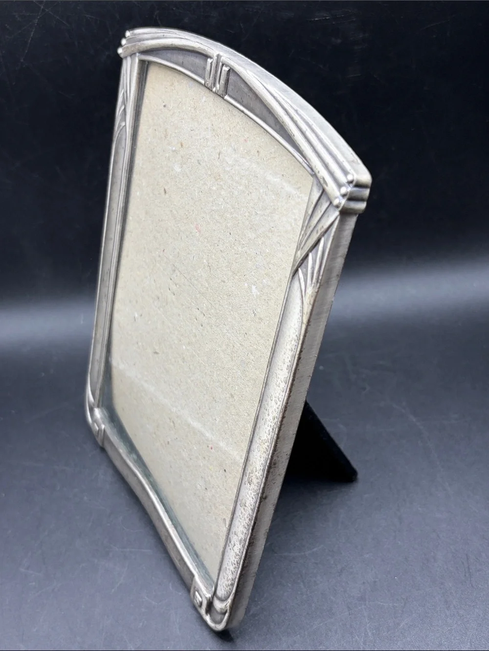 Vintage Art Deco Style Silver Tone Metal Picture Frame Photo Display